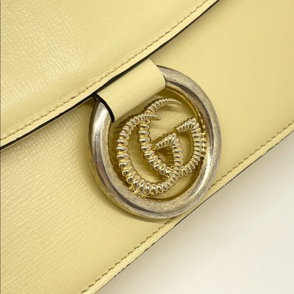 Gucci New GG Azalea Ring Logo Butter Yellow Leather Shoulder Timeless Purse Bag - Picture 7 of 15